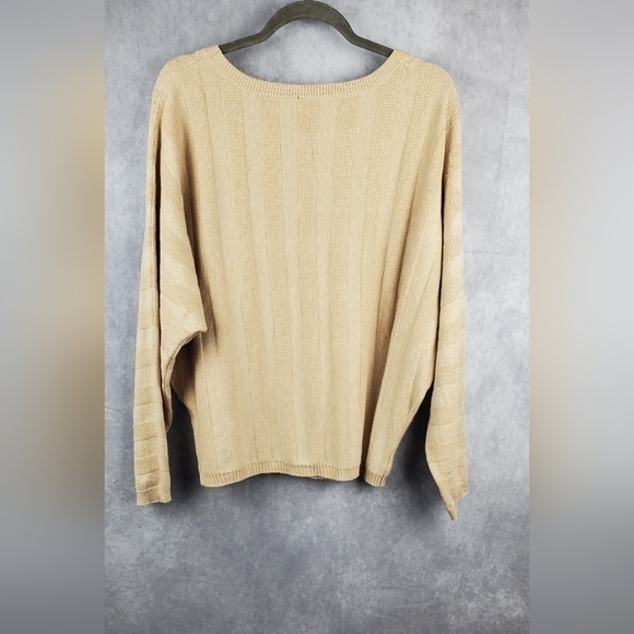 CYRUS Pull-over Beige Boho Batwing Roomy Knit Women's‎ sweater Size L - Picture 8 of 10